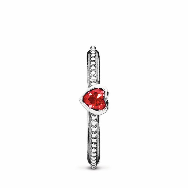 Pandora One Love Stackable Ring - Sterling Silver/Red/Synthetic Ruby - Canada | OJ6144OF